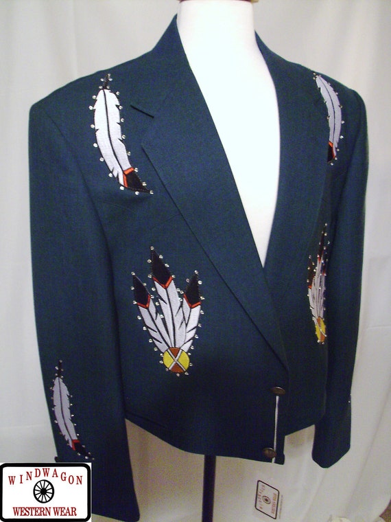 Mens Green Custom Decorated Western Jacket Bolero