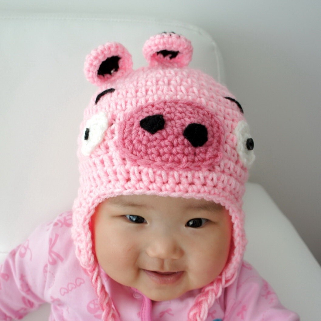 Pink Pig Hat Crochet Baby Pig Hat Animal Hat by stylishbabyhats