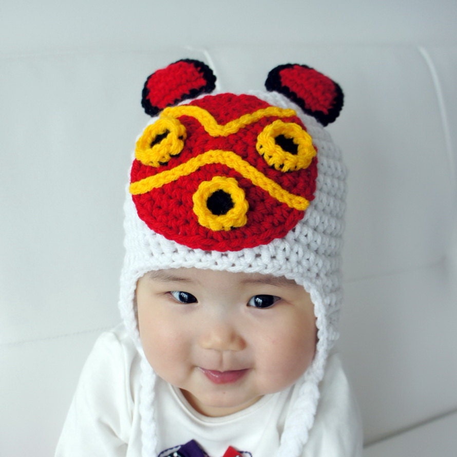 Mononoke Hime Hat, Crochet Baby Hat, Princess Baby Hat, photo prop, Inspired - il_fullxfull.344324704