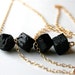 Black Lava Rock on Gold Filled Chain Necklace