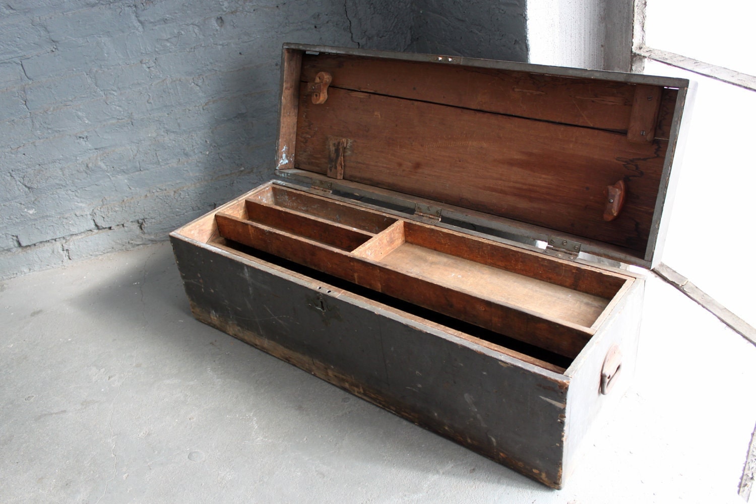 vintage wood tool box