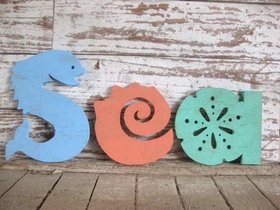 rustic word signs chic beach decor sign rustic cottage shabby wood distressed Sea beach wood