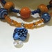 Carnelian, Shell Orange and Blue Lampwork Beaded Necklace