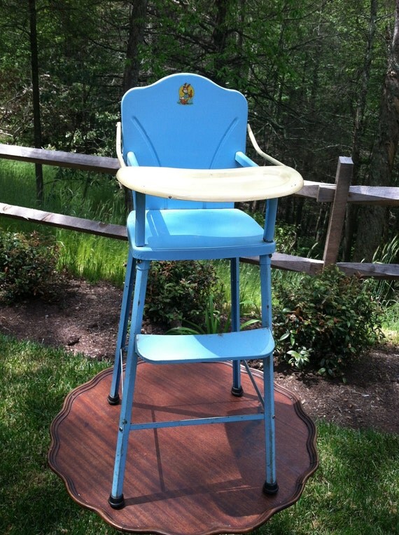 Vintage Amsco Metal Doll High Chair Turquoise & by Floridaze