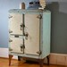 RESERVED FOR AMY rare Antique Iceland Icebox With Great Vintage Green Cream Galvanized Patina