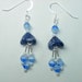 Flower Bell Earrings in Blue and White with Pearl Accents