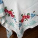RESERVED FOR YOAV Vintage Embroidered Linen Tablecloth, Cross Stitched Roses, Beautiful Shabby Chic