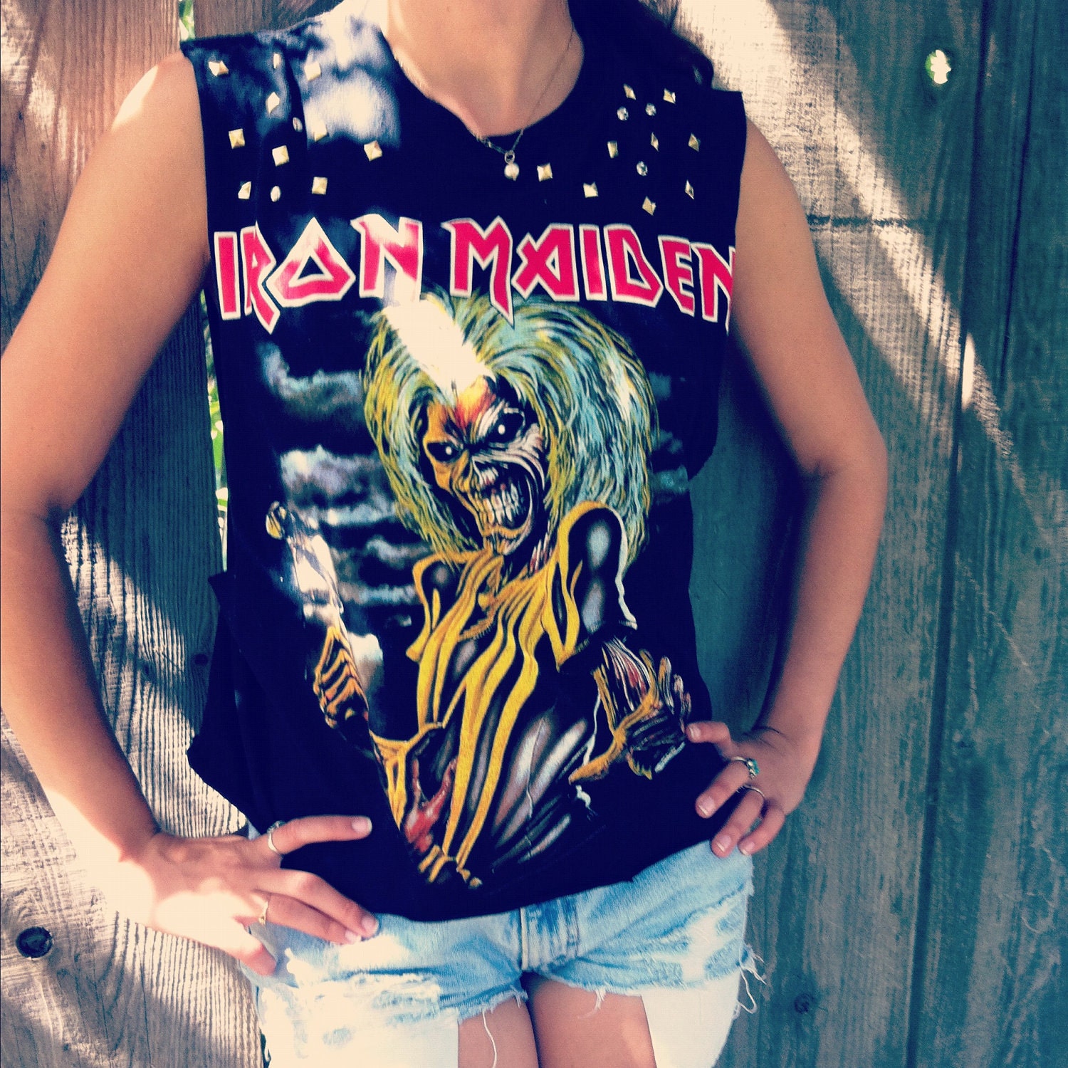 Studded Iron Maiden crop top