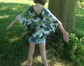 Childs Olive, Sage and Light BlueCamo Tied Poncho