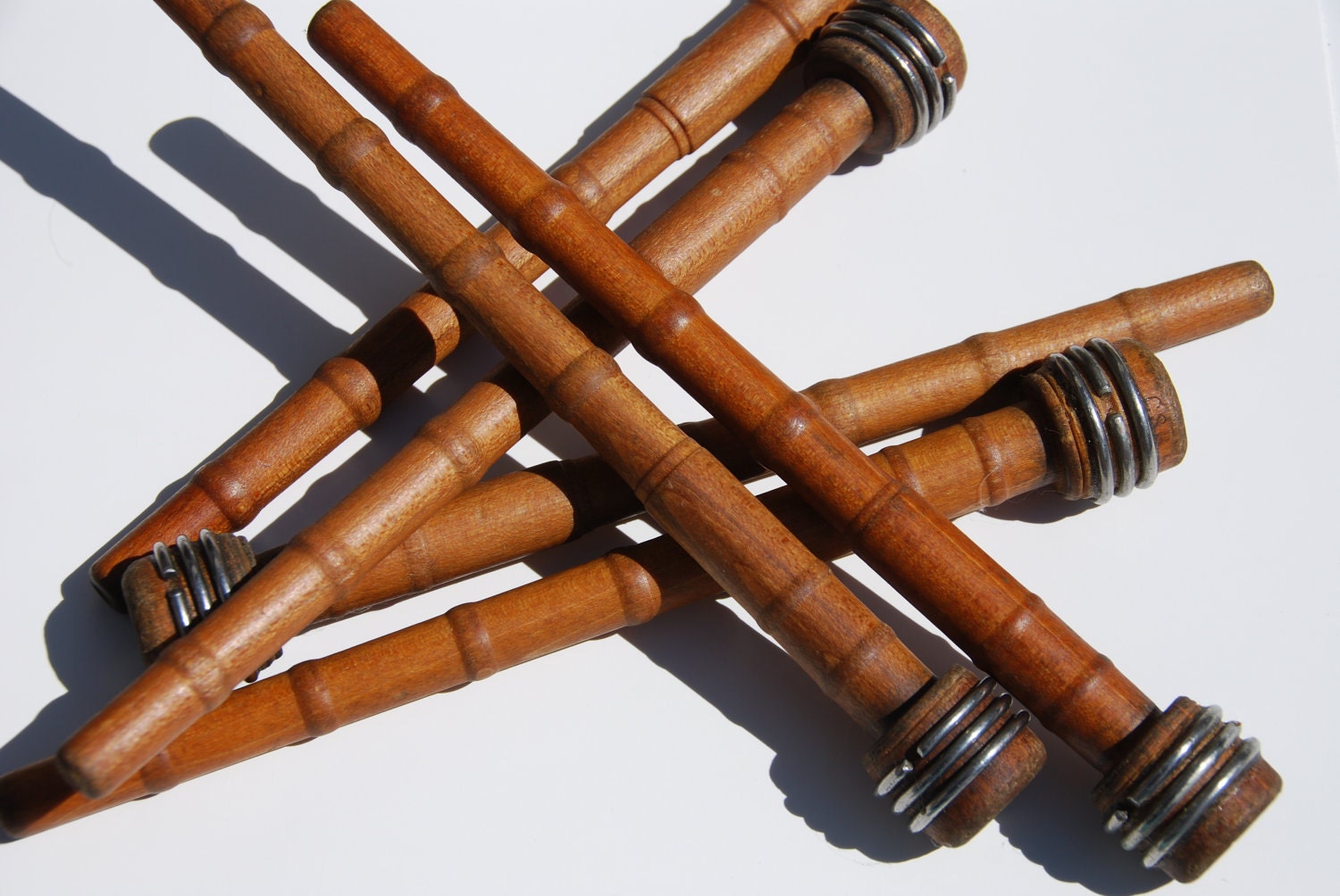 Six Vintage Wooden Bobbin Spindles by doodabvintage on Etsy