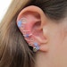 Light Blue Beaded Silver Wire Curly-Q Ear Cuff