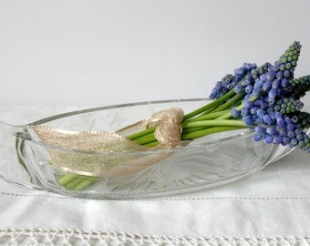 Vintage Clear Glass Serving Relish Dish
