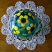 SUNFLOWERS & LADYBUGS VINTAGE Blue Insulator