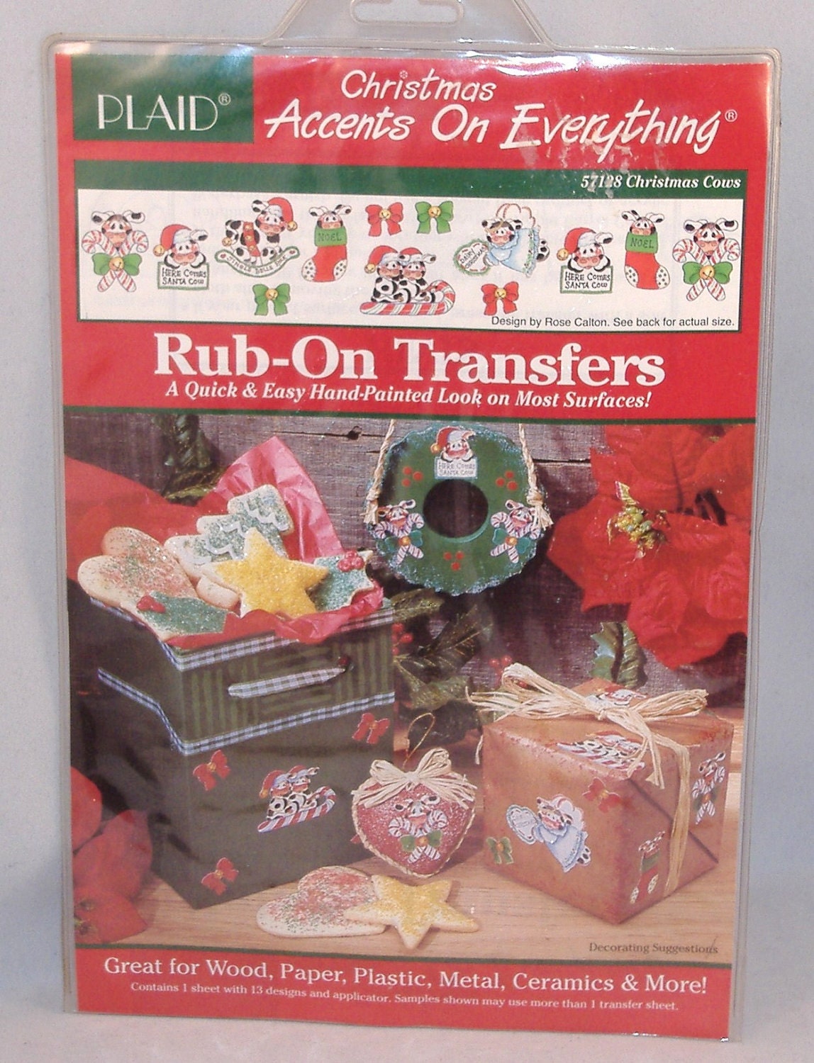 RubOn Transfers Christmas Cows Plaid Christmas by debbisvintage