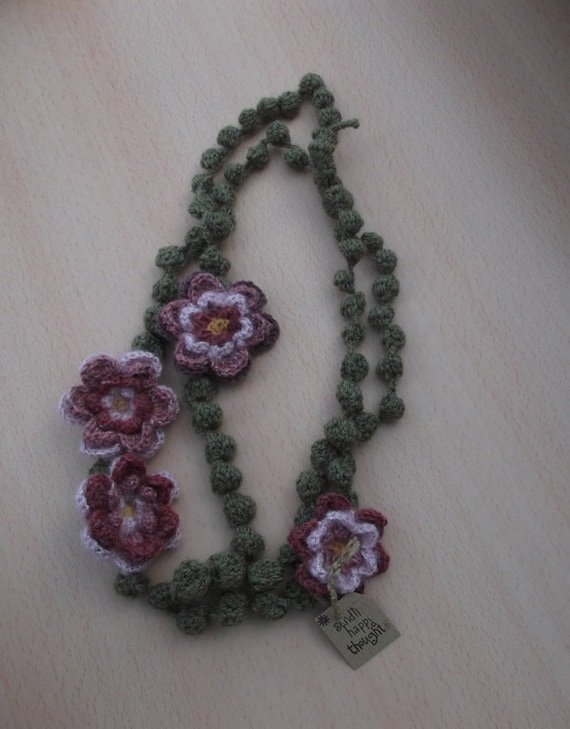 Crocheted flower necklace