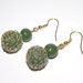 Crochet wire earrings, green earrings, polymer clay earrings, dangle beaded earrings