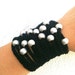 Gothic Black Hand-crochet Rope Bracelet with silver color vood beads, beach,boho, lolita,wristband,wriststrap
