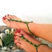 Dark green beads macrame Foot jewelry Anklet, Nude shoes, Foot jewelry, Wedding, Victorian Lace, Sexy, Lolita, Yoga, Anklet