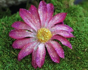 Fuchsia Daisy Alligator Clip- Handmade Floral Headpiece