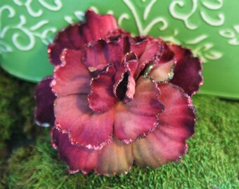 Large Glittered Mauve Hollyhock Alligator Hair Clip- Handmade Floral Headpiece