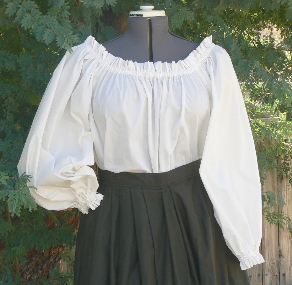 Renaissance Peasant Blouse Plus Size Chemise Pirate Wench