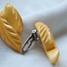 1940s Vintage Cream Corn Bakelite Carved Dress Clips