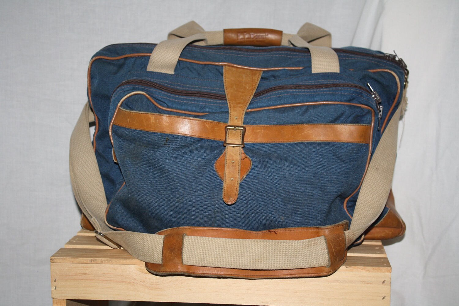 Ll Bean Vintage Leather Duffel Bag Canvas Carry On By Lishtron 8801