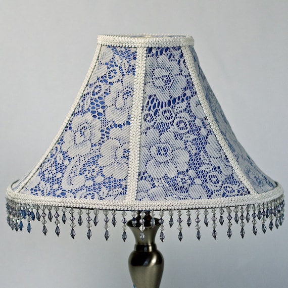 Victorian Lampshade Lace Lamp Shade Blue lamp shade Vintage