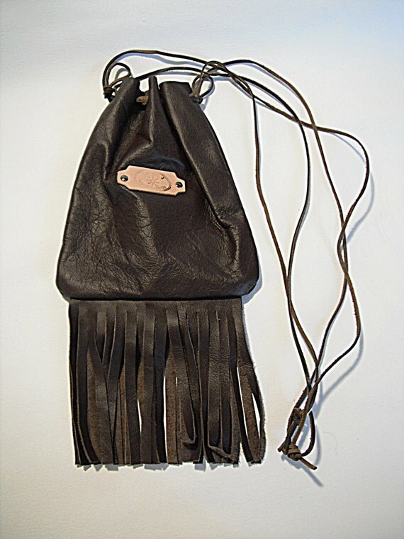 Brown Leather Fringe Purse by Cuirdesol on Etsy