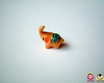 Miniature Elephant Figure, Orange Brown Ceramic Elephant, miniature ceramic animal, animal figure, miniature elephant, little animal, iammie