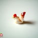 Ceramic Chicken Figure, White with Brown Bottom, rooster, chick, mini animal, ceramic animal, little animal, small animal, tiny, iammie