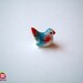 Miniature Blue and Red Ceramic Bird Figure, desk buddy, porcelain, small bird, tiny animal, small animal, mini bird, little bird, iammie