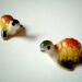 Miniature Ceramic Turtle Figure, tortoise, green, yellow, brown, porcelain, small turtle, tiny animal, small animal, mini turtle, iammie