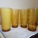 Vintage set of four Anchor Hocking glasses Golden amber drinking glasses Great chicken wire looking pattern