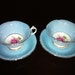 RESERVED FOR NATALIE Paragon 2 lovely blue, rose, gold trimmed tea cups and saucers. Tea for two.