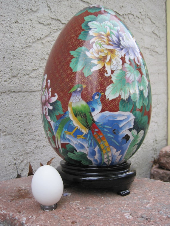 Large Cloisonne Egg RARE 12X8 inches On SALE by VaudevilleVogue
