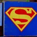 Superman logo, Hand-painted wood sign, Superman Wall Decoration, Geek sign