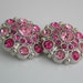 Light Pink/Pink Flower Centers Acrylic Rhinestone Button Embellishments-27mm-Set of 2- Limited Quantities Flower Centers