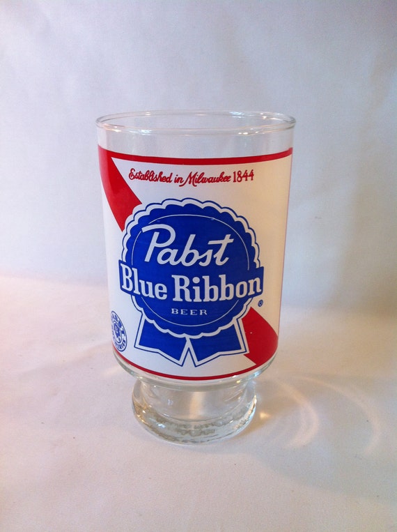 Vintage Beer Glass Pabst Blue Ribbon 32 Oz