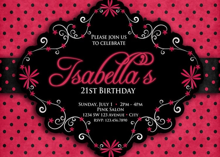 Hot Pink et noir Invitation rose vif et noir par artisacreations