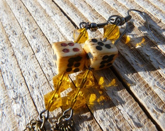 Bone Dice Dangle Earrings