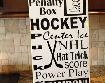 Ice Hockey Subway Art 12"X24" Wooden sign. Great decor for any Hockey ...