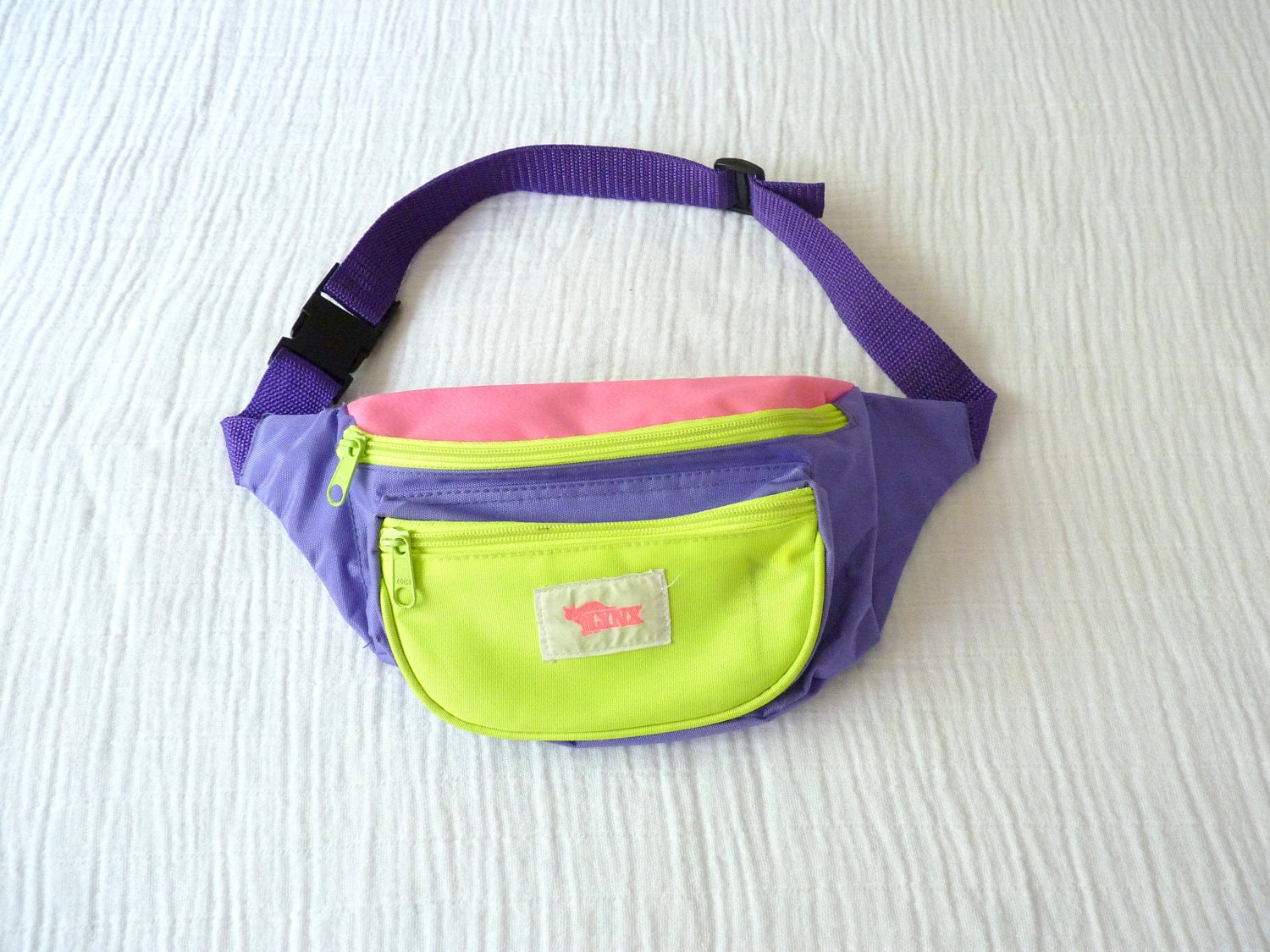 90s neon fanny pack. Hot pink fluorescent green and bright