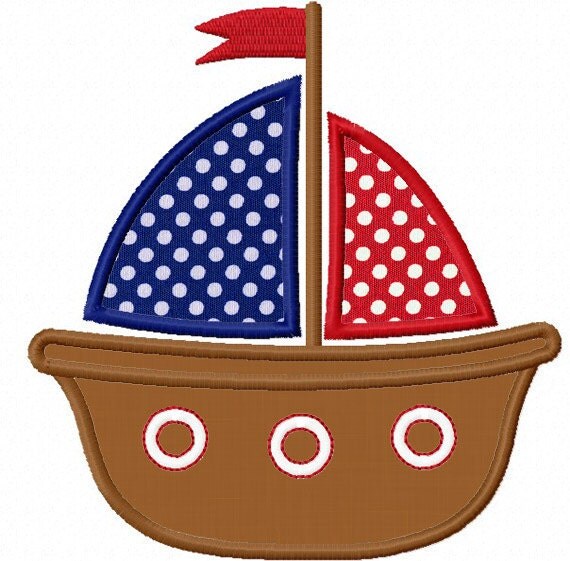 Instant Download Sailing boat Applique Machine Embroidery