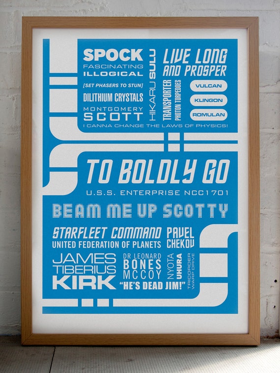 Star Trek Print Typographic Print To Boldly Go Poster Star