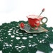 Vintage Lace Crochet Doily - olive green cotton handmade - 14.2 Inch Round