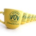 Vintage Porcelain Liqueur / Coffee Cups Set - Yellow, White and Green - Mod Advertising Set of 6, Made in Italy - 1970s