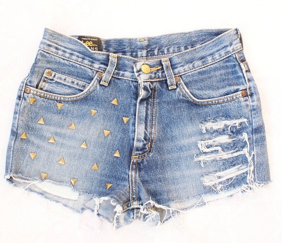 High Waisted denim jeans SHORTS RIPPED and micro by GorgeousD