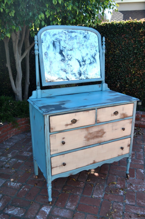 Four Drawer Antique Dresser Distressed