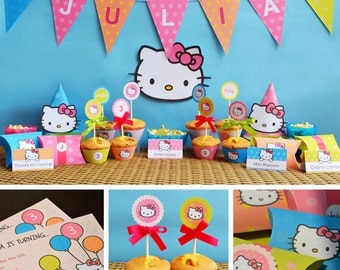 Hello Kitty Birthday Printable, Hello Kitty Party Printables, Hello Kitty Decor, Sanrio Birthday, Hello Kitty Hats, Hello Kitty Favors